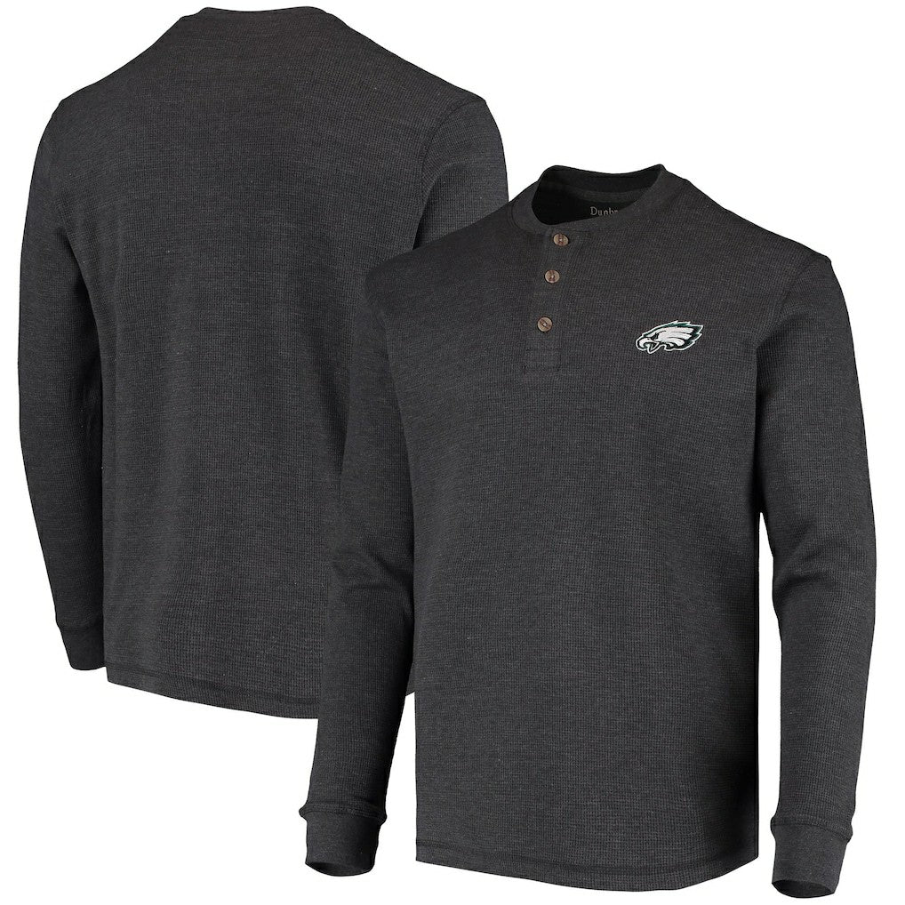 Philadelphia Eagles Dunbrooke Logo Maverick Thermal Henley Long Sleeve T-Shirt Charcoal
