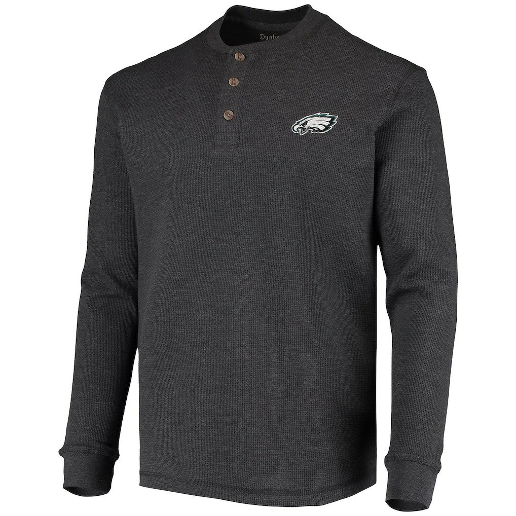 Philadelphia Eagles Dunbrooke Logo Maverick Thermal Henley Long Sleeve T-Shirt Charcoal