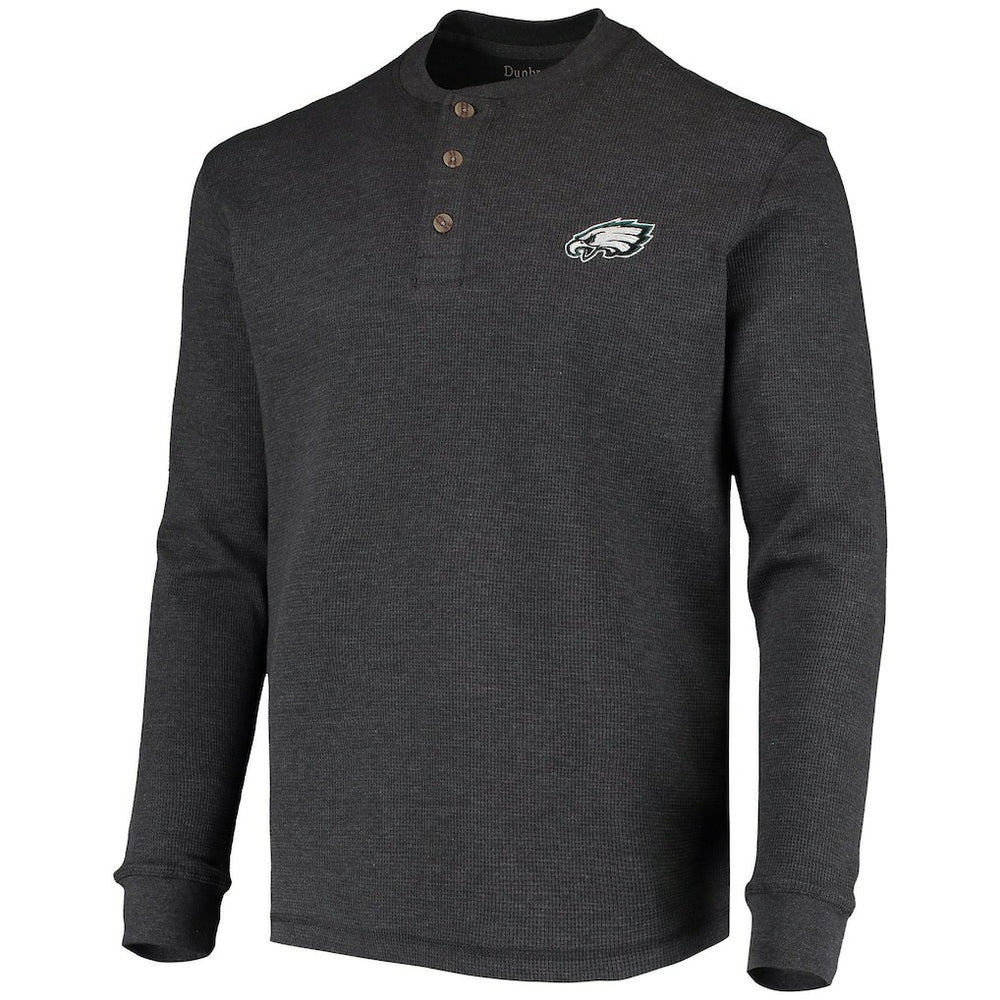 Philadelphia Eagles Dunbrooke Logo Maverick Thermal Henley Long Sleeve T-Shirt Charcoal