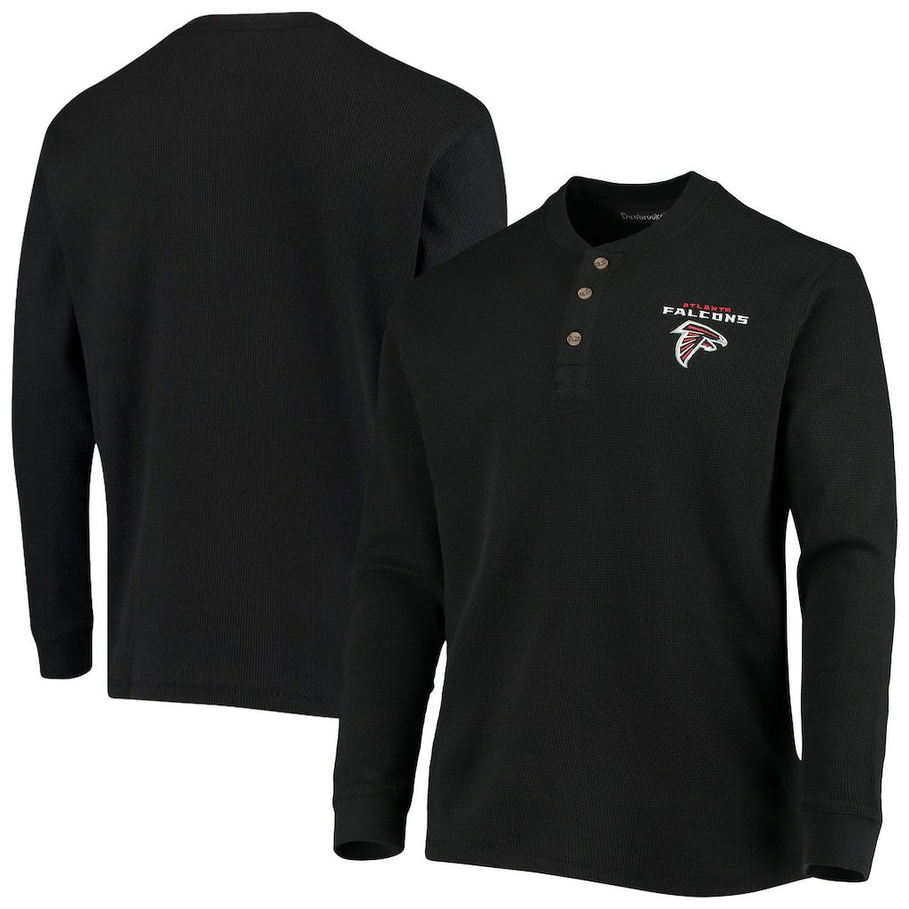 Atlanta Falcons Dunbrooke Logo Maverick Thermal Henley Long Sleeve T-Shirt Black