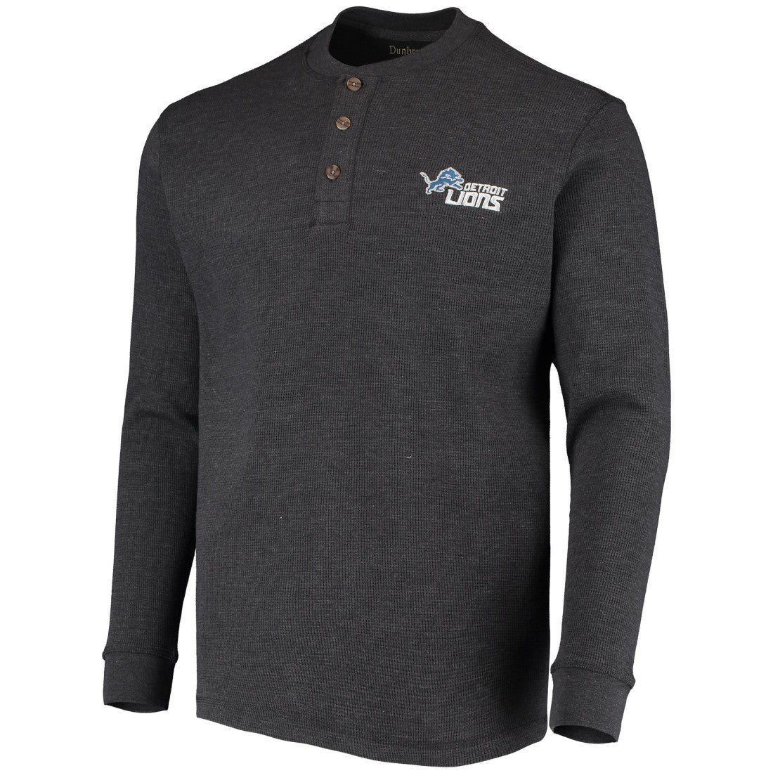 Detroit Lions Dunbrooke Logo Maverick Thermal Henley Long Sleeve T-Shirt Charcoal