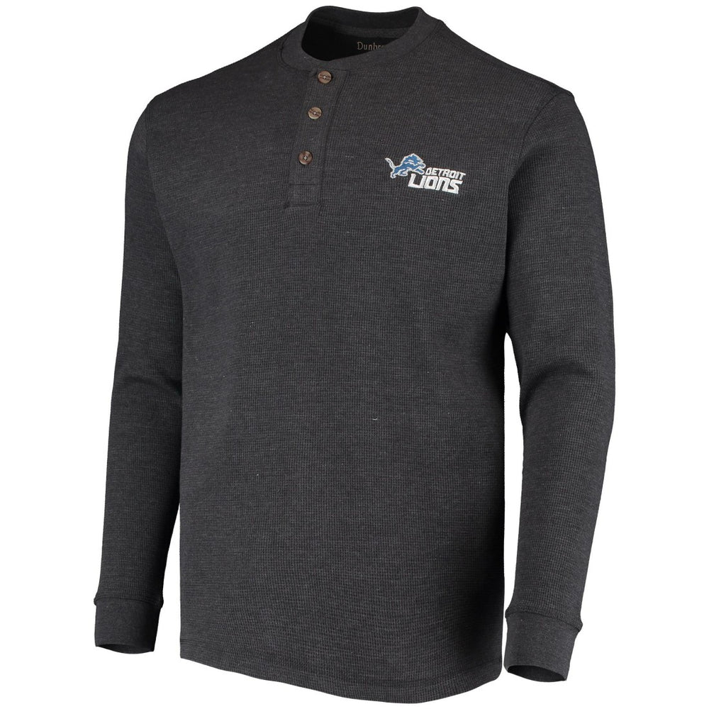 Detroit Lions Dunbrooke Logo Maverick Thermal Henley Long Sleeve T-Shirt Charcoal