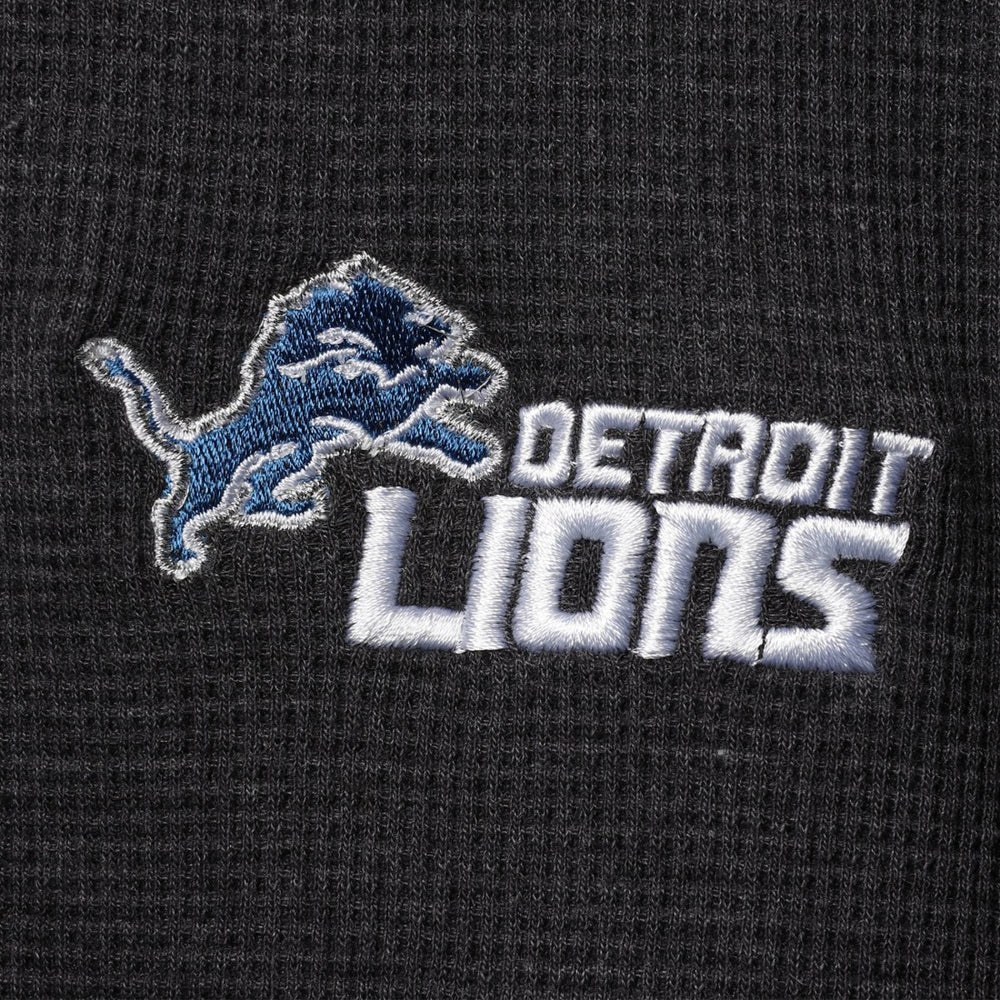 Detroit Lions Dunbrooke Logo Maverick Thermal Henley Long Sleeve T-Shirt Charcoal
