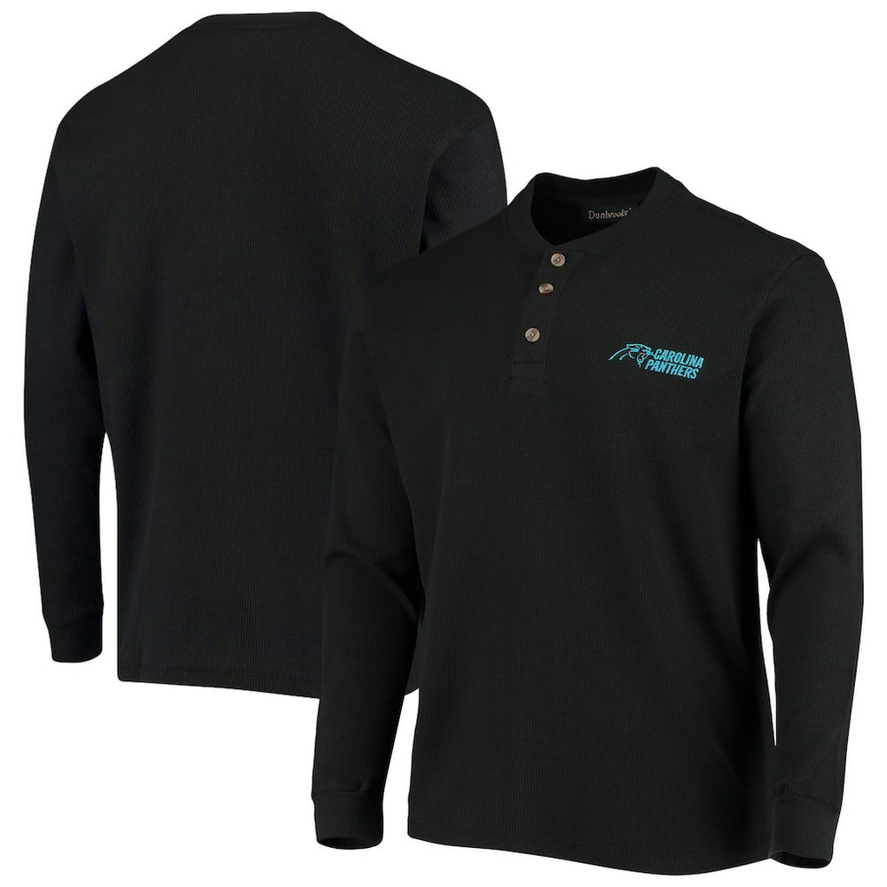 Carolina Panthers Dunbrooke Logo Maverick Thermal Henley Long Sleeve T-Shirt Black