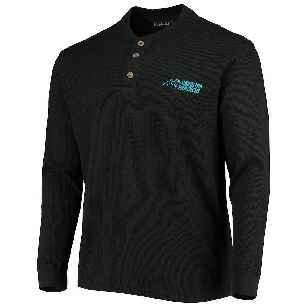 Carolina Panthers Dunbrooke Logo Maverick Thermal Henley Long Sleeve T-Shirt Black
