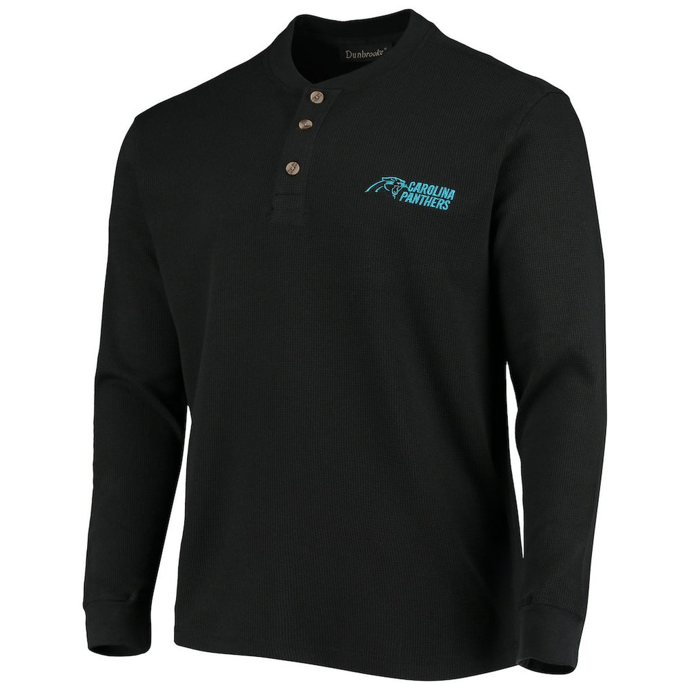 Carolina Panthers Dunbrooke Logo Maverick Thermal Henley Long Sleeve T-Shirt Black