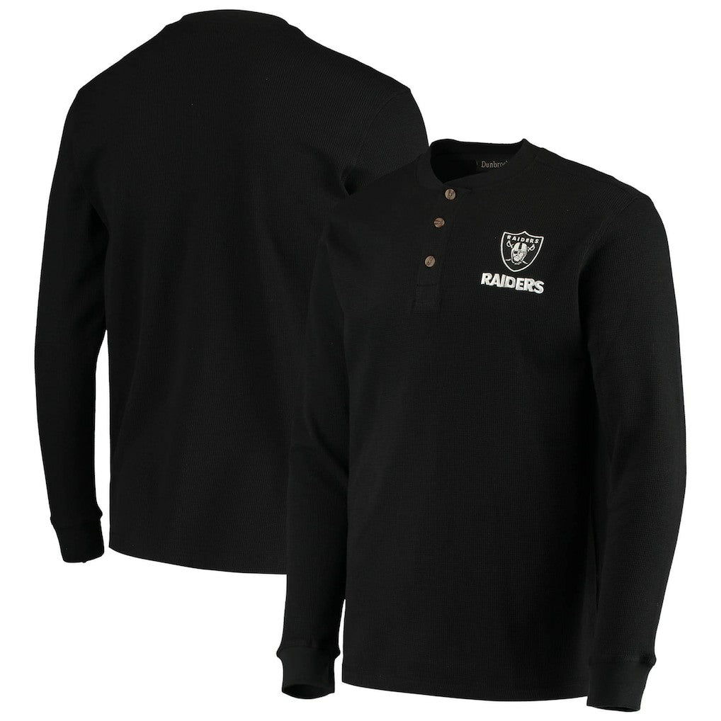 Las Vegas Raiders Dunbrooke Logo Maverick Thermal Henley Long Sleeve T-Shirt Black