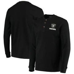 Las Vegas Raiders Dunbrooke Logo Maverick Thermal Henley Long Sleeve T-Shirt Black