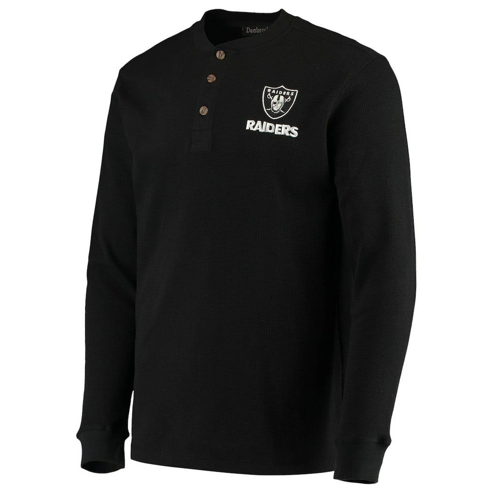 Las Vegas Raiders Dunbrooke Logo Maverick Thermal Henley Long Sleeve T-Shirt Black