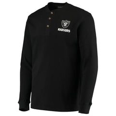 Las Vegas Raiders Dunbrooke Logo Maverick Thermal Henley Long Sleeve T-Shirt Black