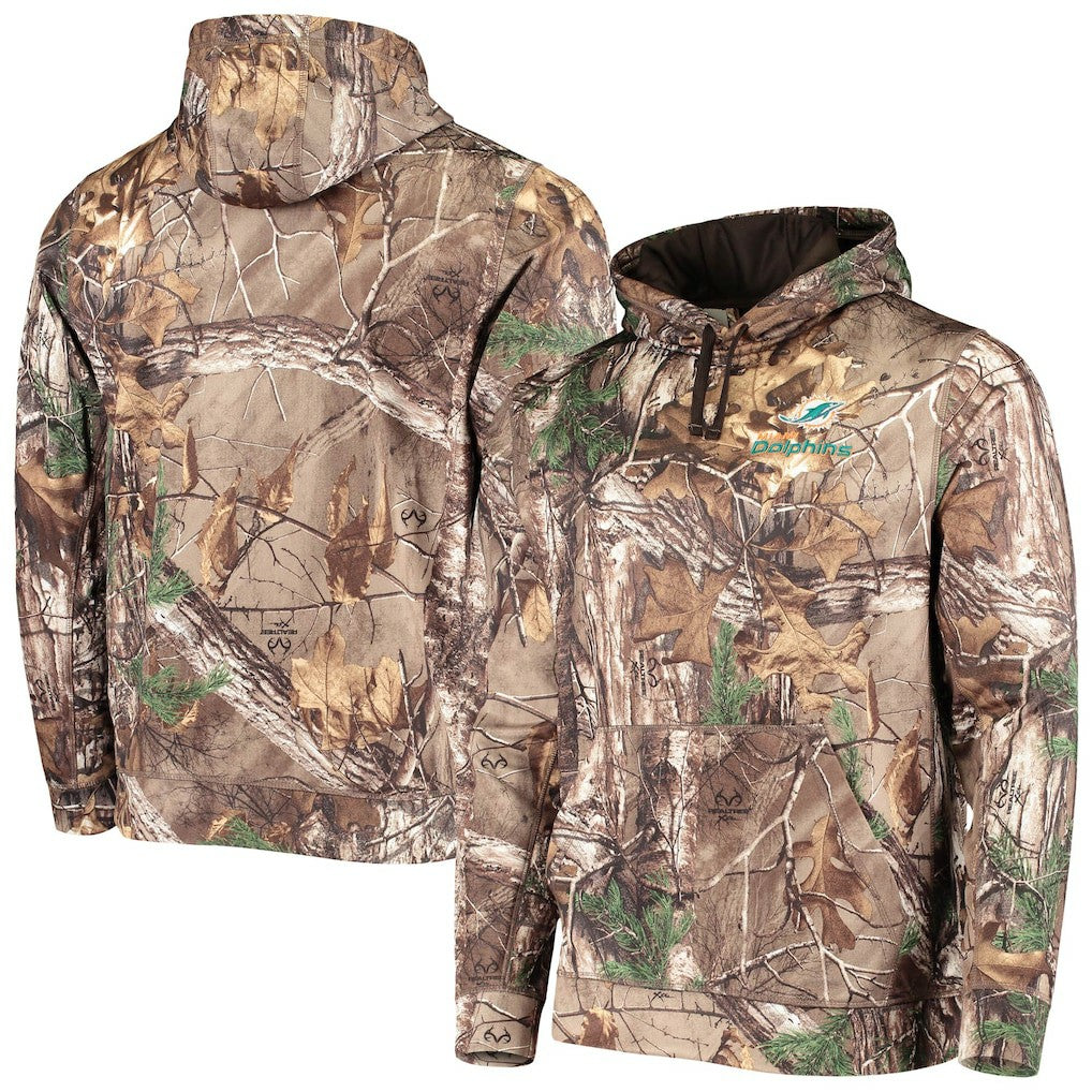 Miami Dolphins Dunbrooke Circle Champion Tech Fleece Pullover Hoodie Realtree Camo