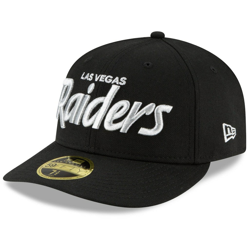 Las Vegas Raiders New Era Omaha Script Low Profile 59FIFTY Fitted Hat Black