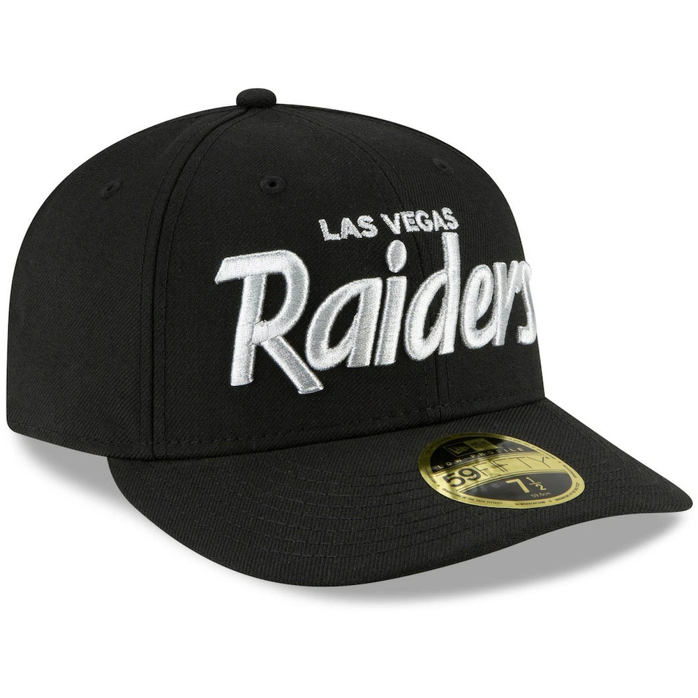 Las Vegas Raiders New Era Omaha Script Low Profile 59FIFTY Fitted Hat Black