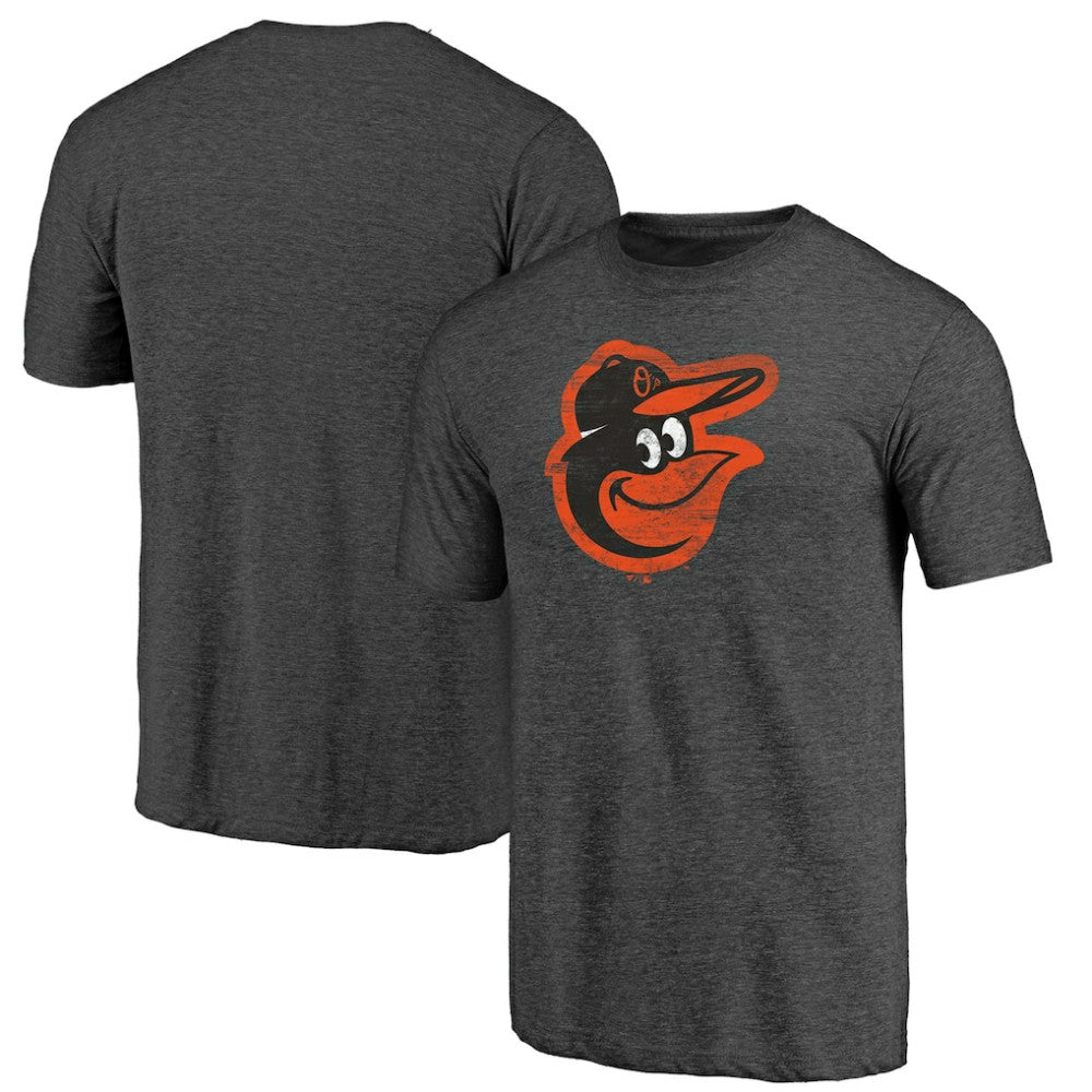 Baltimore Orioles Weathered Official Logo Tri-Blend T-Shirt - Charcoal T-shirts
