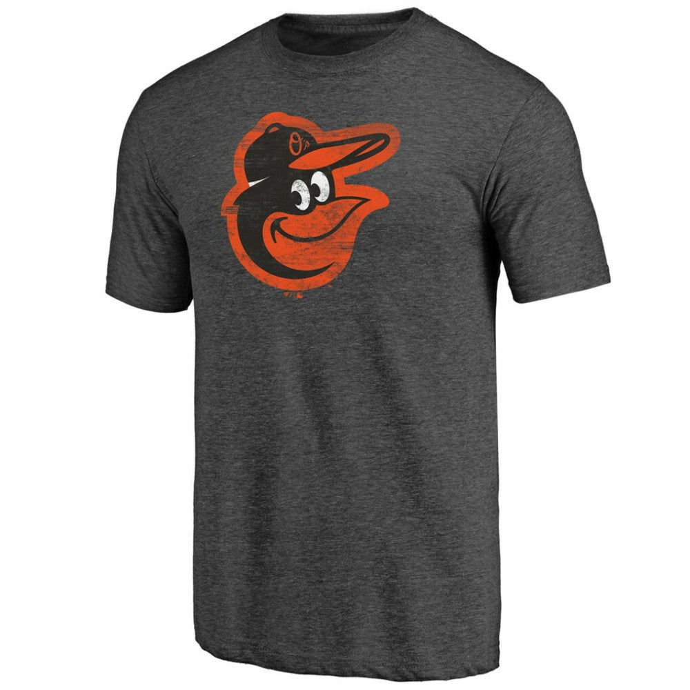 Baltimore Orioles Weathered Official Logo Tri-Blend T-Shirt - Charcoal T-shirts