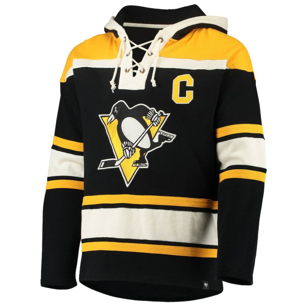 NHL Mario Lemieux Pittsburgh Penguins '47 Retired Player Name & Number Lacer Pullover Hoodie - Black