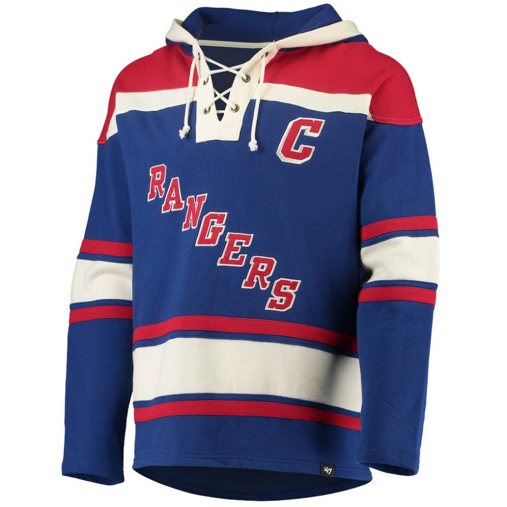 NHL Mark Messier New York Rangers '47 Retired Player Name & Number Lacer Pullover Hoodie - Blue
