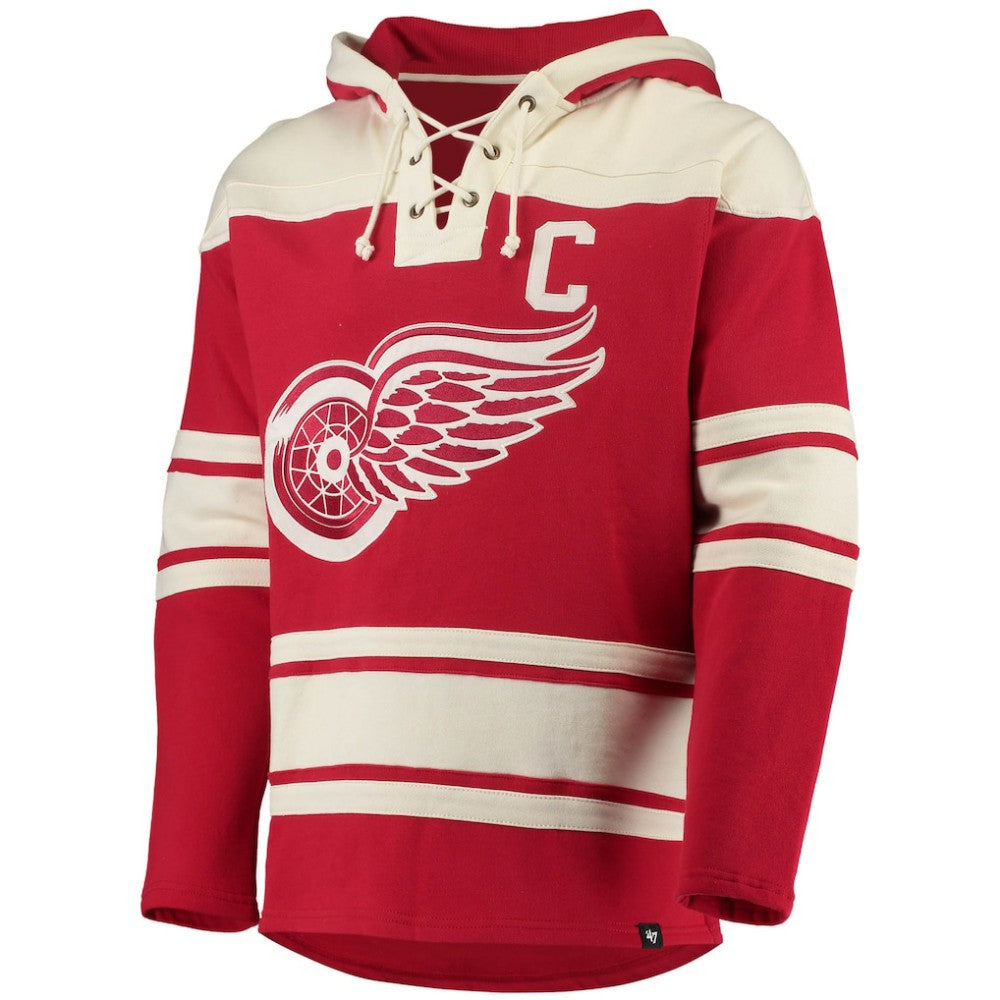 NHL Gordie Howe Detroit Red Wings '47 Retired Player Name & Number Lacer Pullover Hoodie - Red