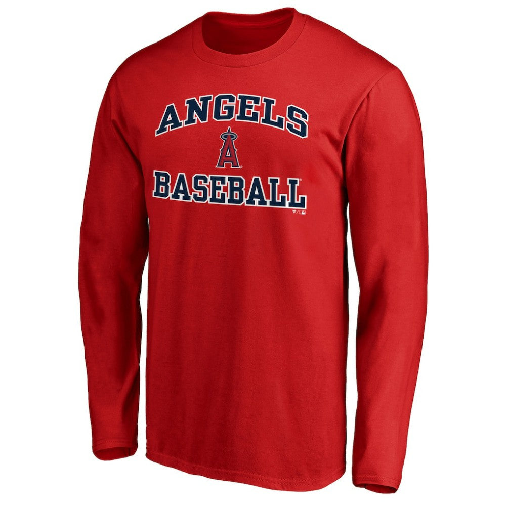 Men's Red Los Angeles Angels Team Heart & Soul Long Sleeve T-Shirt T-shirts