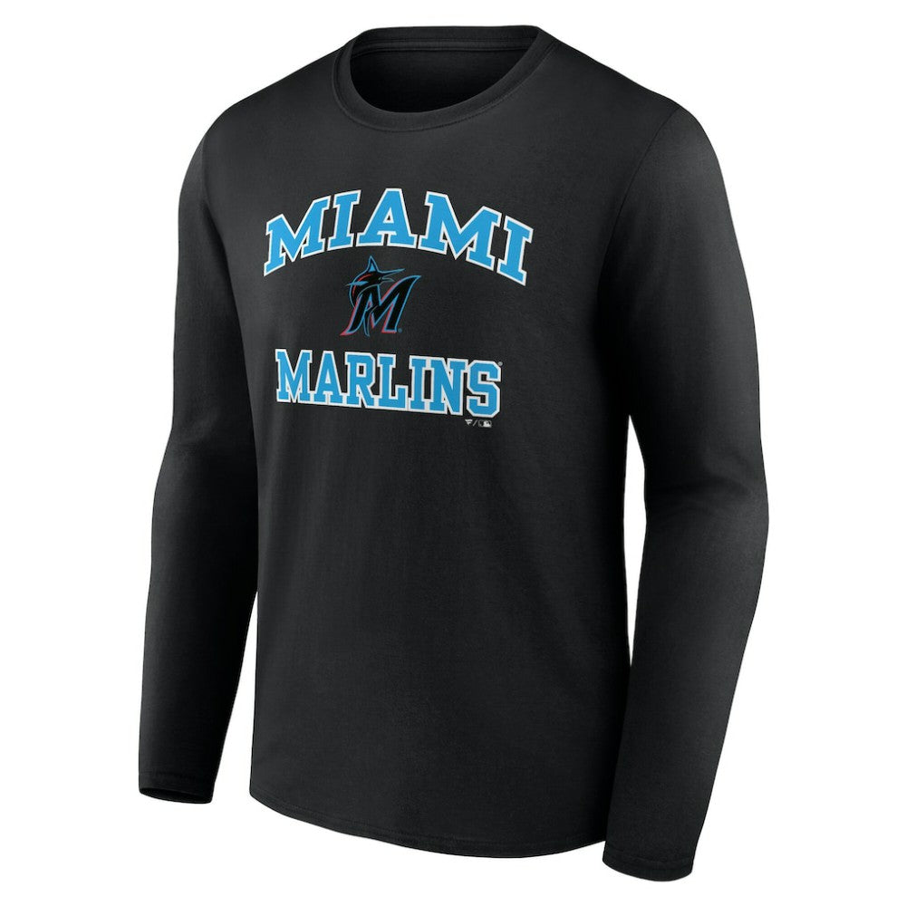 Men's Black Miami Marlins Team Heart & Soul Long Sleeve T-Shirt T-shirts