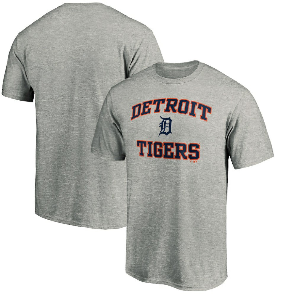 Detroit Tigers Fanatics MTO Label Heart & Soul T-Shirt - Heather Gray T-shirts