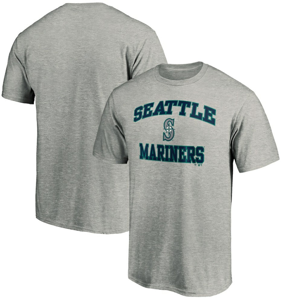 Seattle Mariners Fanatics MTO Label Heart & Soul T-Shirt - Heather Gray T-shirts