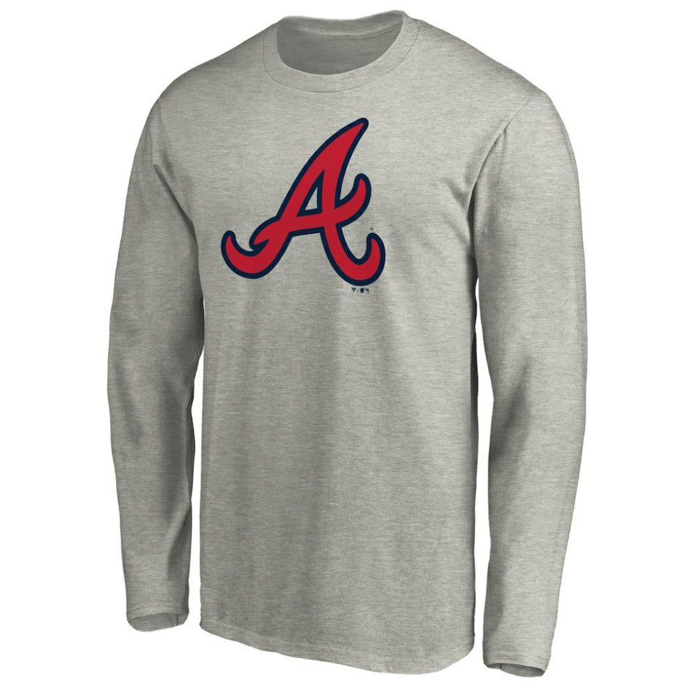 Atlanta Braves Official Team Logo Long Sleeve T-Shirt - Heather Gray T-shirts