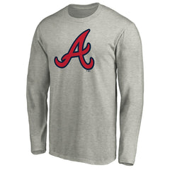 Atlanta Braves Official Team Logo Long Sleeve T-Shirt - Heather Gray T-shirts