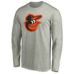 Baltimore Orioles Official Team Logo Long Sleeve T-Shirt - Heather Gray T-shirts