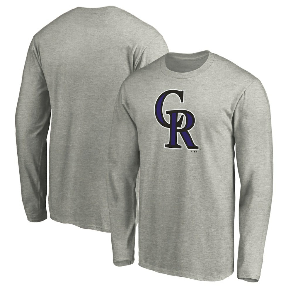 Colorado Rockies Official Team Logo Long Sleeve T-Shirt - Heather Gray T-shirts