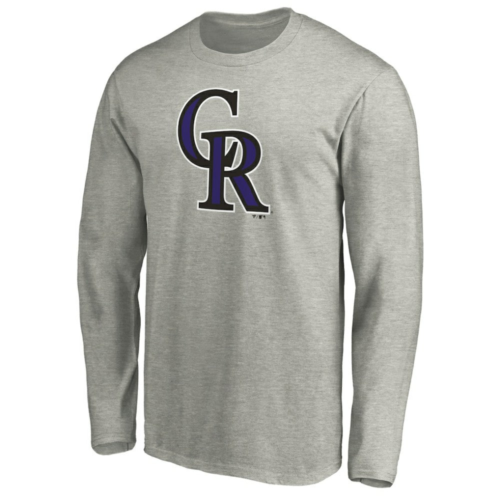 Colorado Rockies Official Team Logo Long Sleeve T-Shirt - Heather Gray T-shirts
