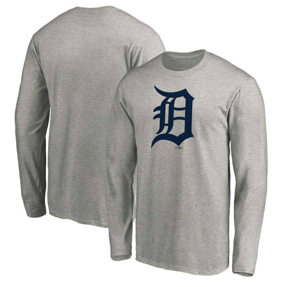 Detroit Tigers Official Team Logo Long Sleeve T-Shirt - Heather Gray T-shirts