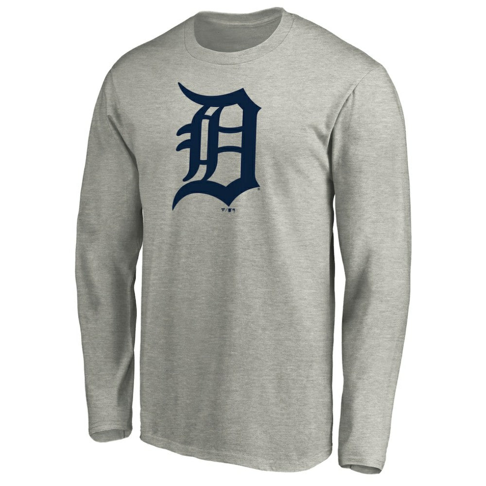 Detroit Tigers Official Team Logo Long Sleeve T-Shirt - Heather Gray T-shirts