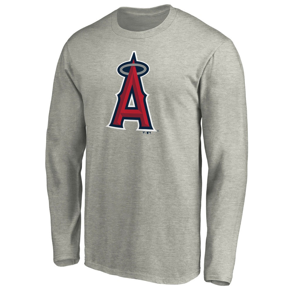 Los Angeles Angels Official Team Logo Long Sleeve T-Shirt - Heather Gray T-shirts