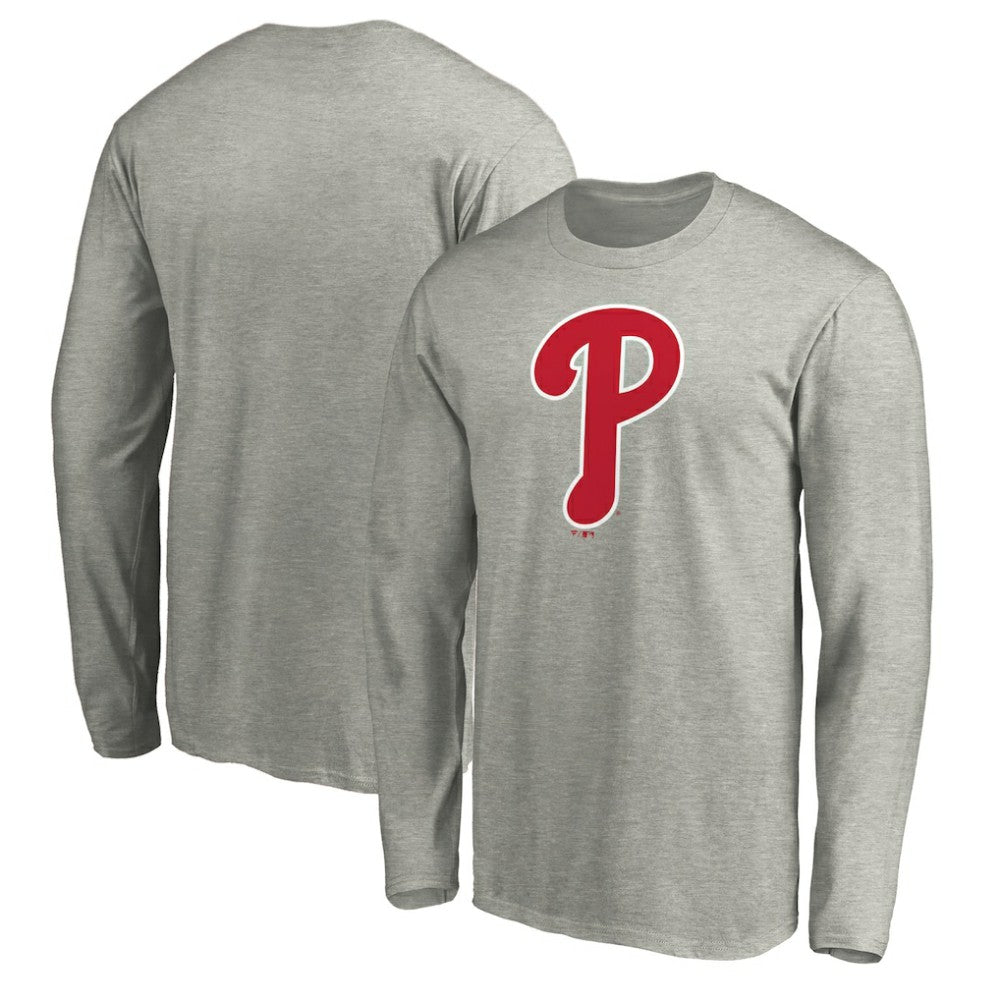 Philadelphia Phillies Official Team Logo Long Sleeve T-Shirt - Heather Gray T-shirts