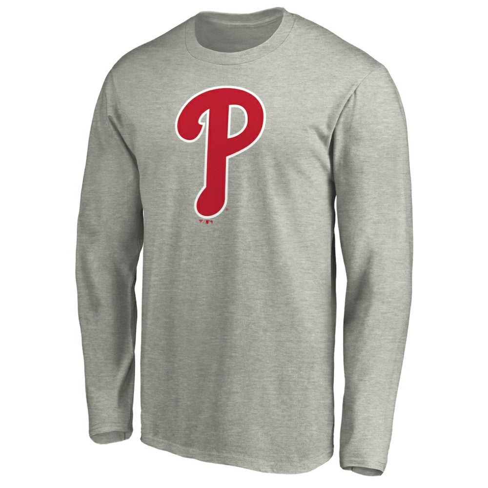 Philadelphia Phillies Official Team Logo Long Sleeve T-Shirt - Heather Gray T-shirts