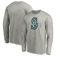 Seattle Mariners Official Team Logo Long Sleeve T-Shirt - Heather Gray T-shirts