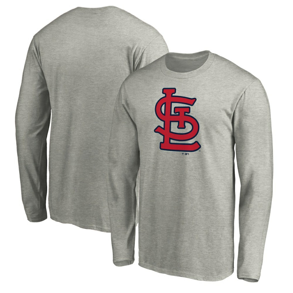 St. Louis Cardinals Official Team Logo Long Sleeve T-Shirt - Heather Gray T-shirts