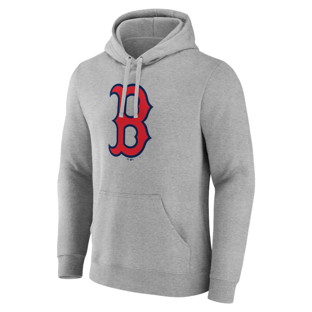 Boston Red Sox Official Logo Fitted Pullover Hoodie - Heather Gray Hoodies