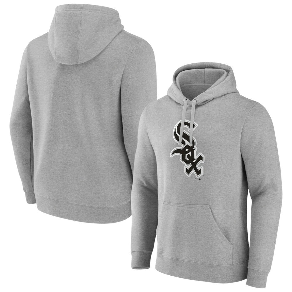 Chicago White Sox Official Logo Fitted Pullover Hoodie - Heather Gray Hoodies