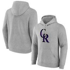 Colorado Rockies Official Logo Fitted Pullover Hoodie - Heather Gray Hoodies