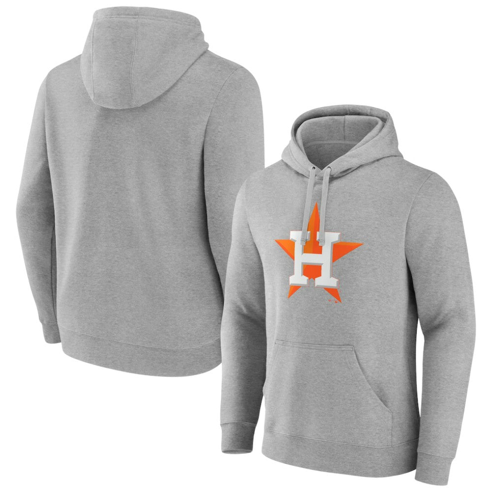 Houston Astros Official Logo Fitted Pullover Hoodie - Heather Gray Hoodies