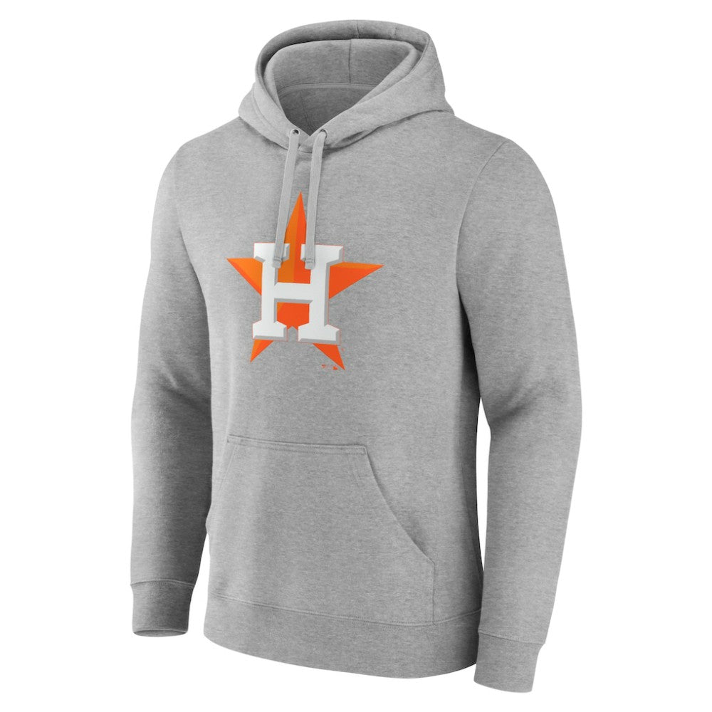 Houston Astros Official Logo Fitted Pullover Hoodie - Heather Gray Hoodies