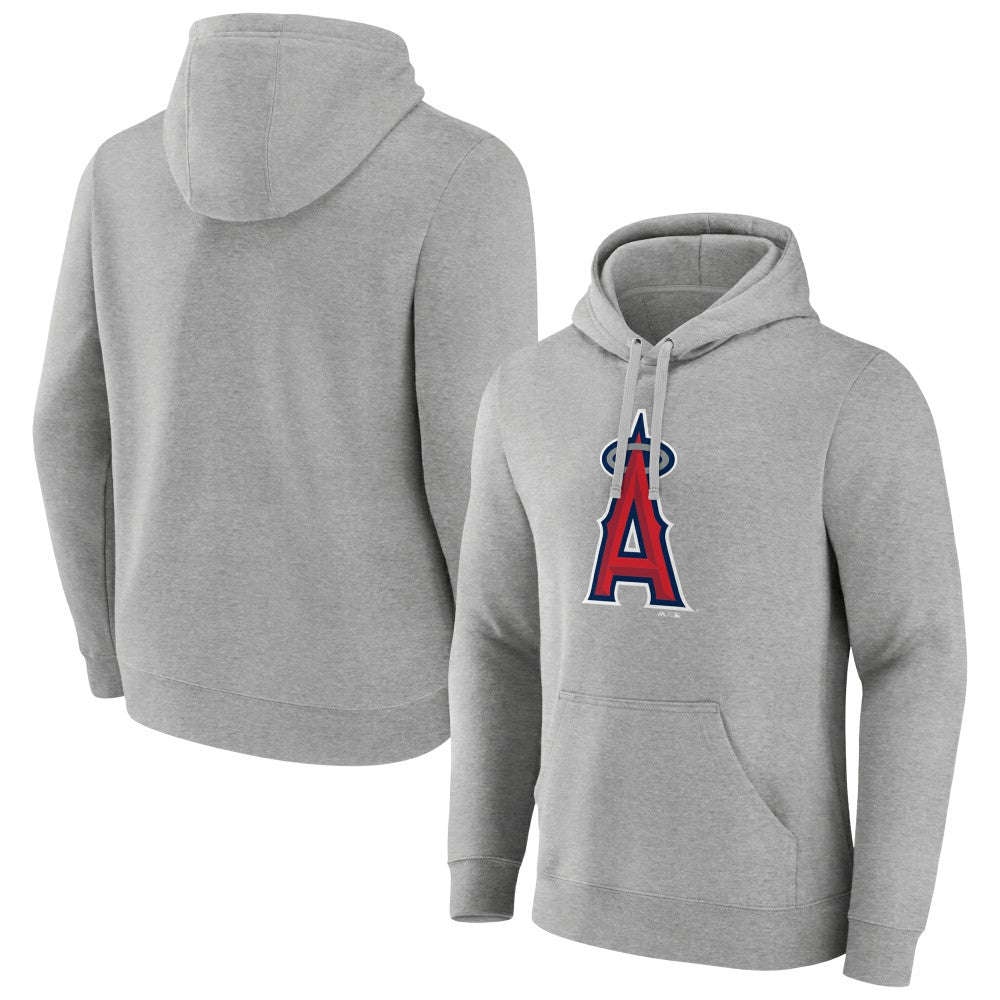 Los Angeles Angels Official Logo Fitted Pullover Hoodie - Heather Gray Hoodies