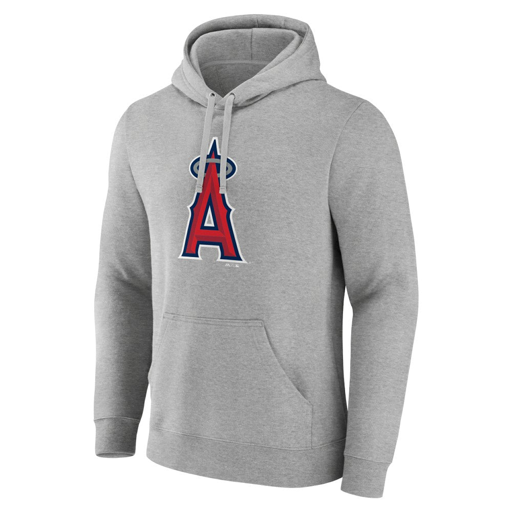 Los Angeles Angels Official Logo Fitted Pullover Hoodie - Heather Gray Hoodies
