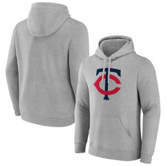 Minnesota Twins Official Logo Fitted Pullover Hoodie - Heather Gray Hoodies