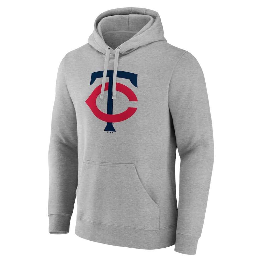 Minnesota Twins Official Logo Fitted Pullover Hoodie - Heather Gray Hoodies