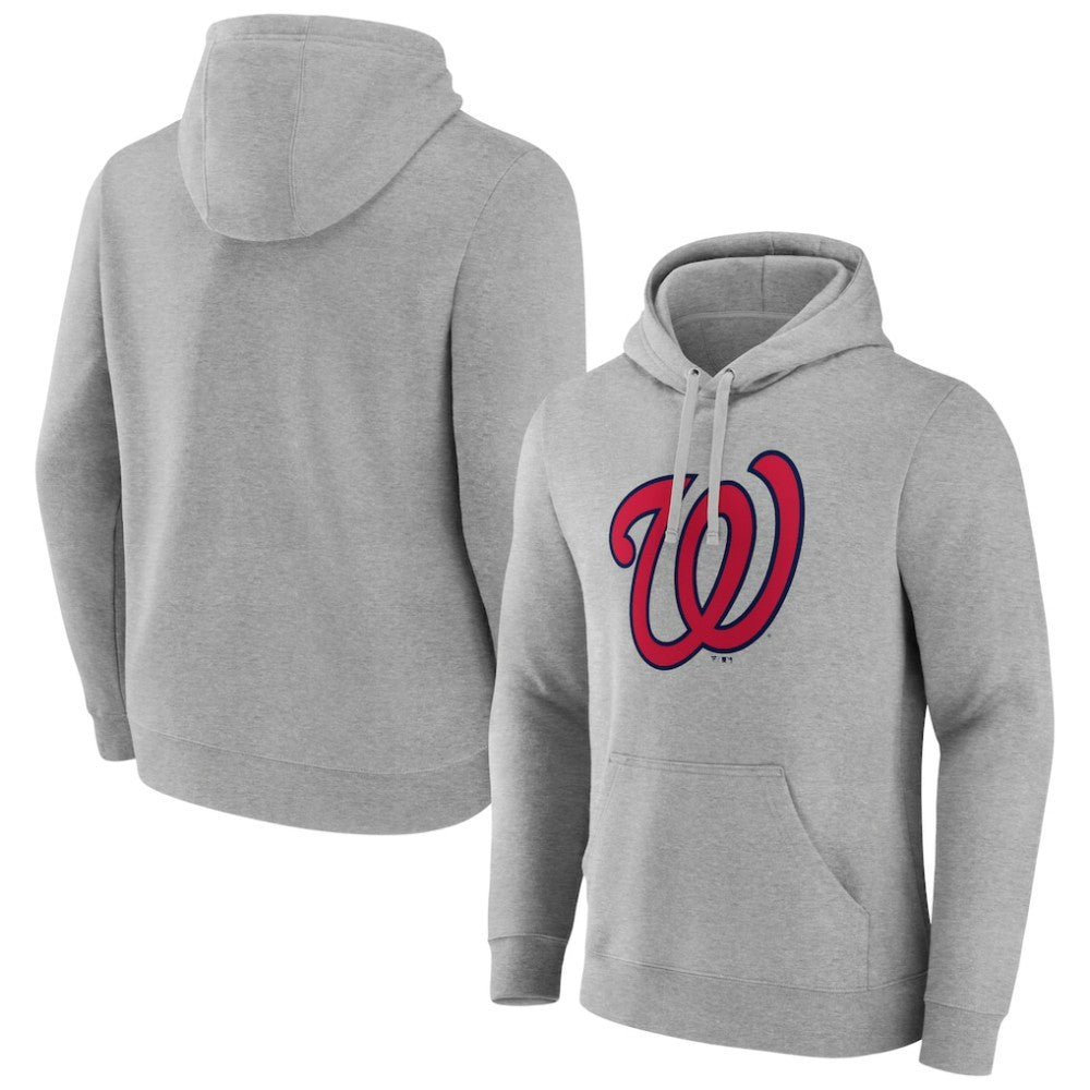 Washington Nationals Official Logo Fitted Pullover Hoodie - Heather Gray Hoodies