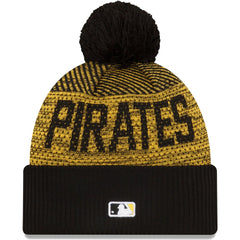 Pittsburgh Pirates New Era Authentic Collection Sport Cuffed Knit Hat with Pom - Black Hats