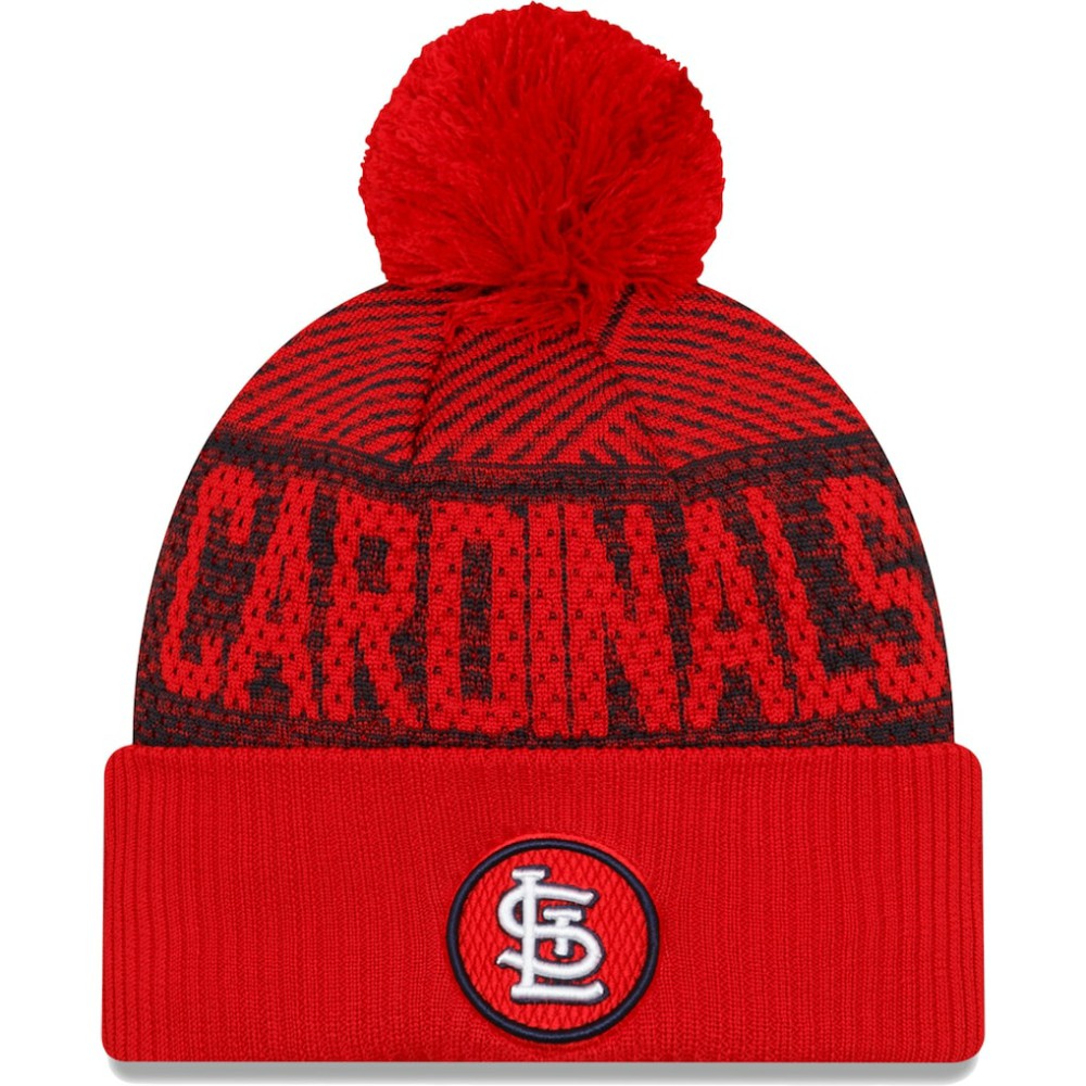 St. Louis Cardinals New Era Authentic Collection Sport Cuffed Knit Hat with Pom - Red Hats